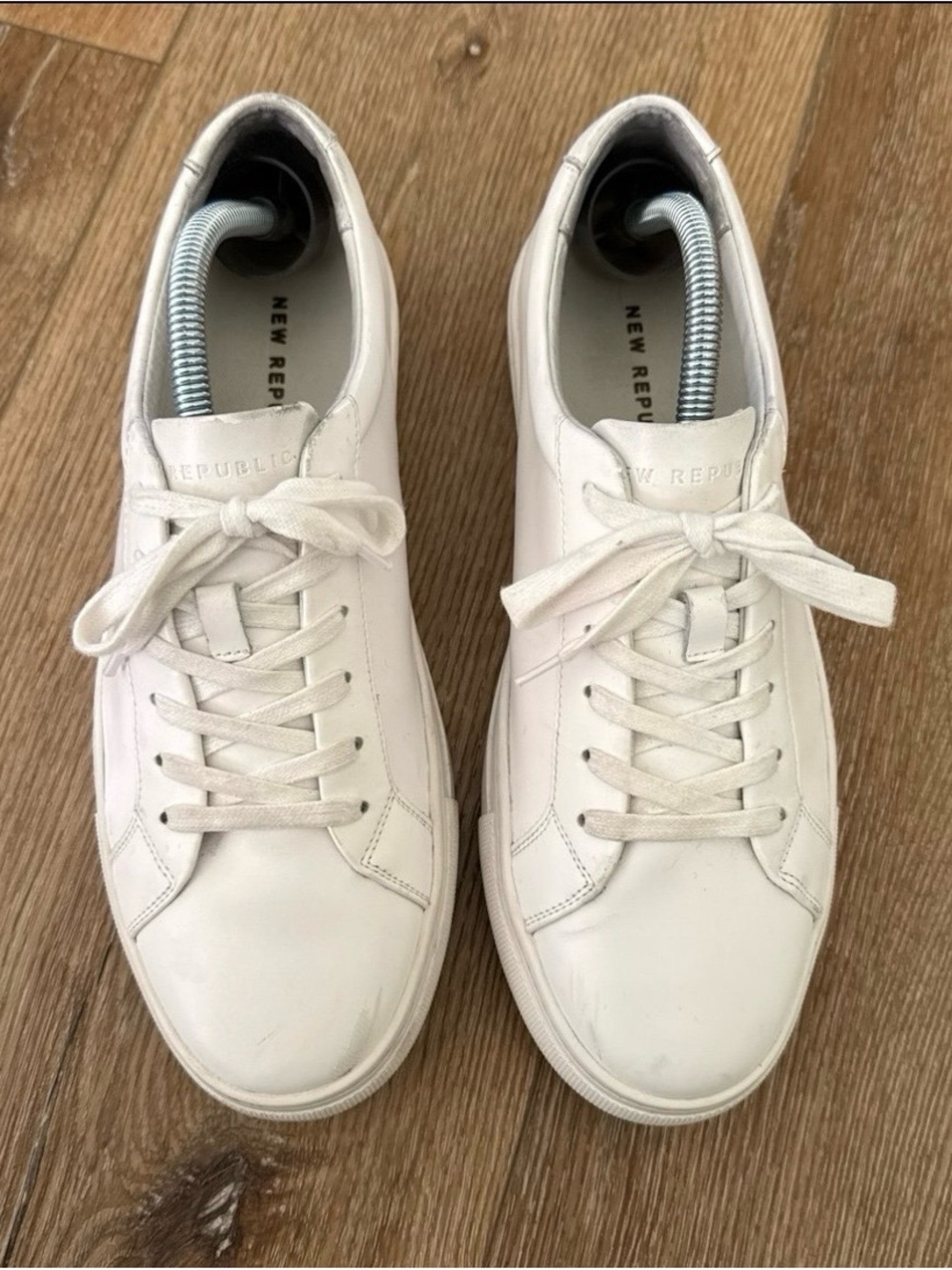 New Republic Men's White Leather Low-Top Sneakers